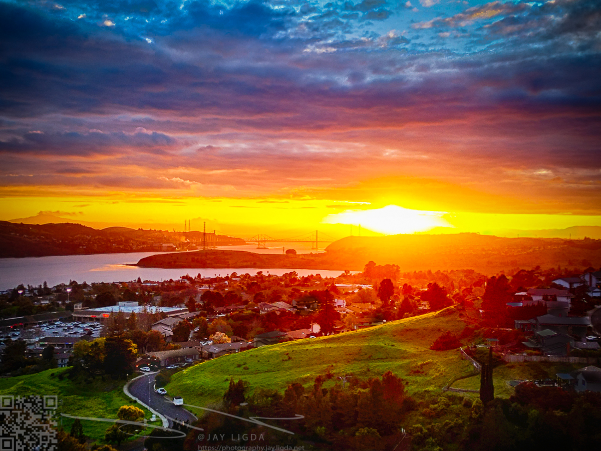 Vibrant Sunset behind Carquinez Bridge