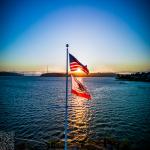 9th Street Flags Backlit at Sunset