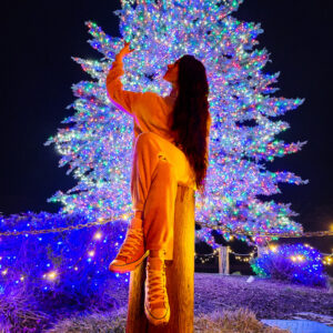 Christmas Angel in Front of the Lighted Tree