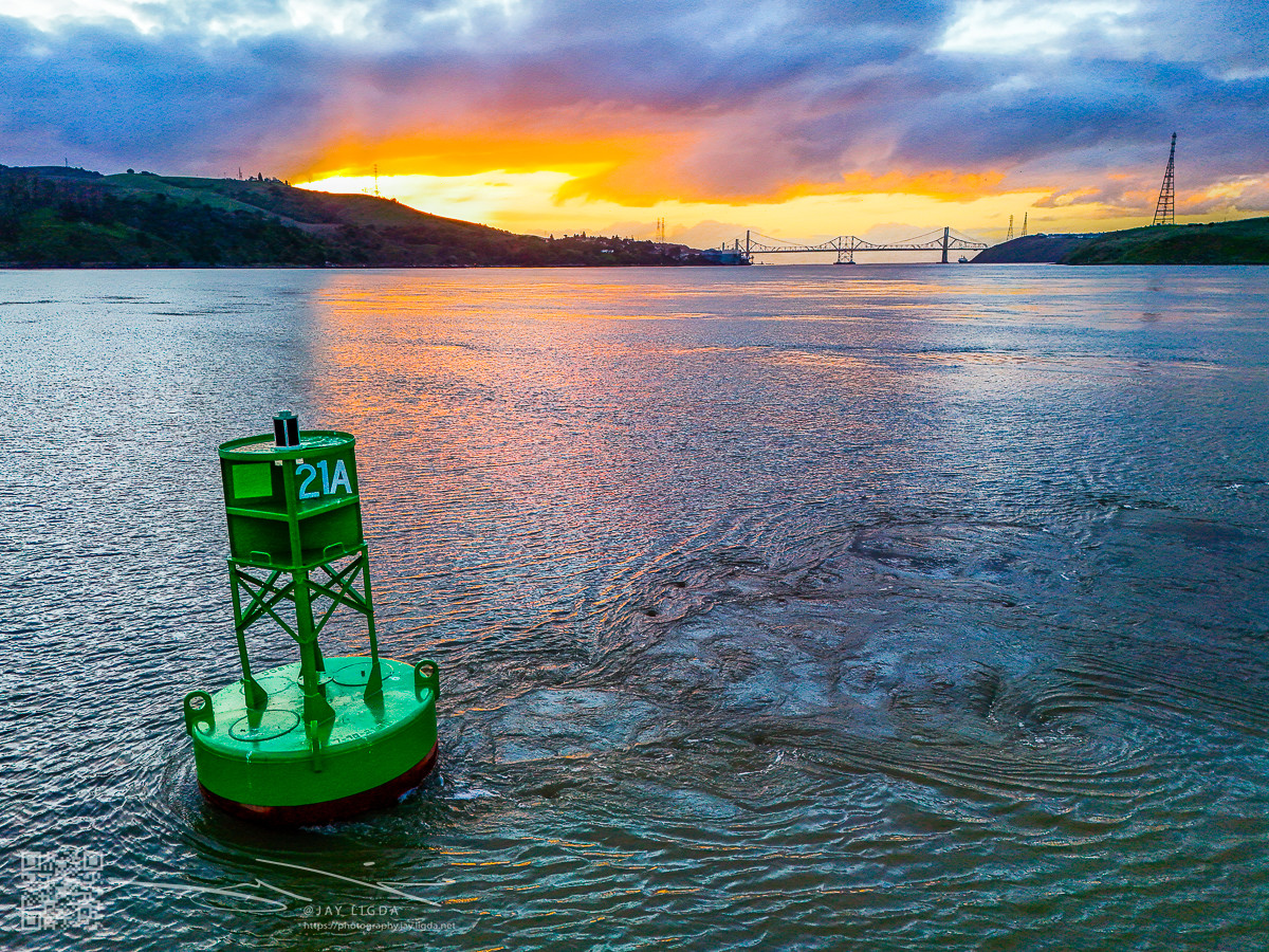 Buoy Taken Aback at Sunset