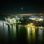 Moon Over Dock at Night