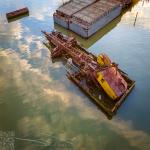 Aerial View of Clouds Reflecting Near Benicia Crane