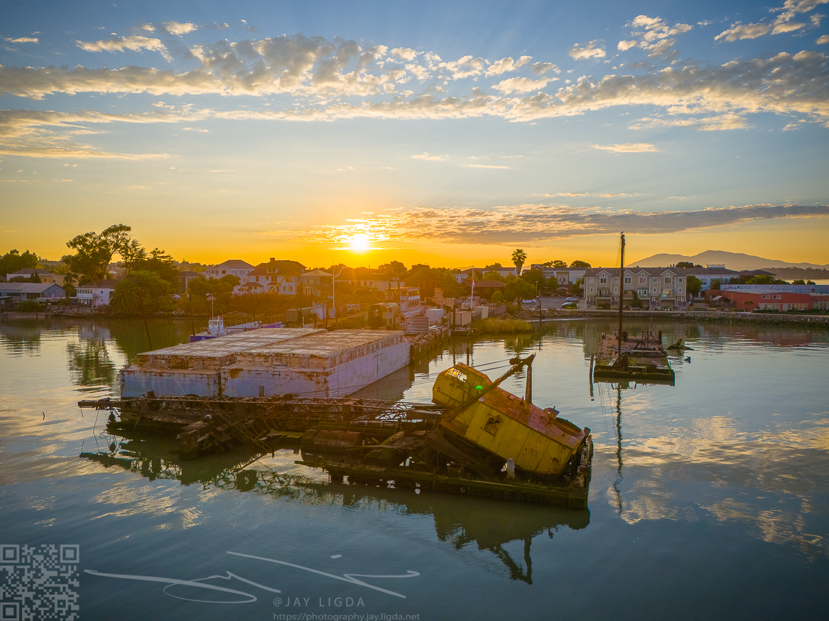 Benicia Crane Sunrise Behind Shimmering Reflections Benicia Crane Sunrise Behind Shimmering Reflections