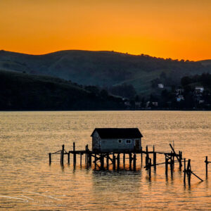 Boathouse Illuminated Sunset