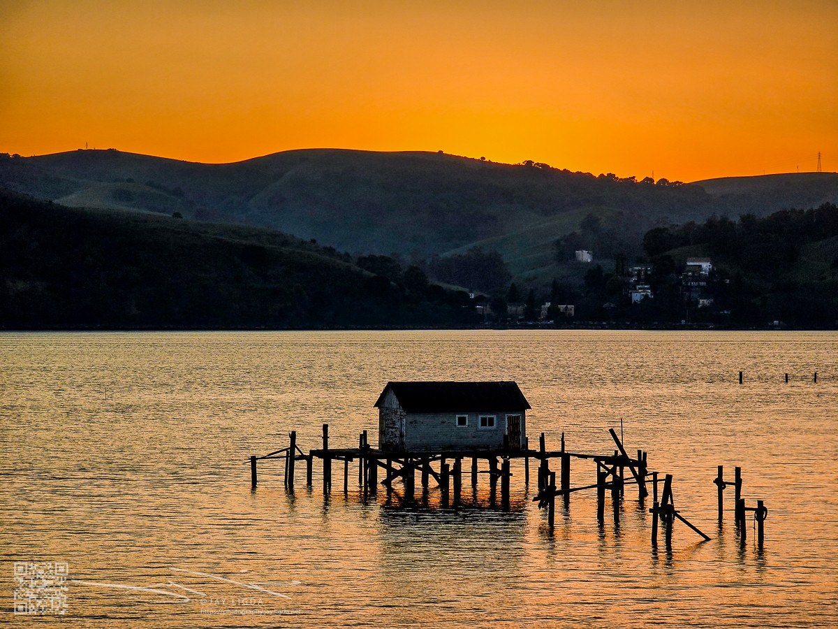 Boathouse Illuminated Sunset Boathouse Illuminated Sunset