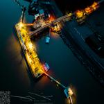 Oil Dock Lit Up at Night