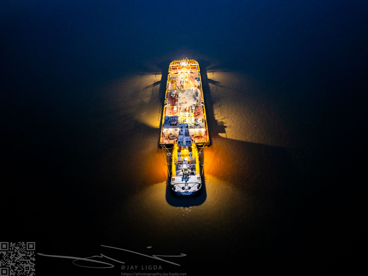 Lit Up Barge at Night 2