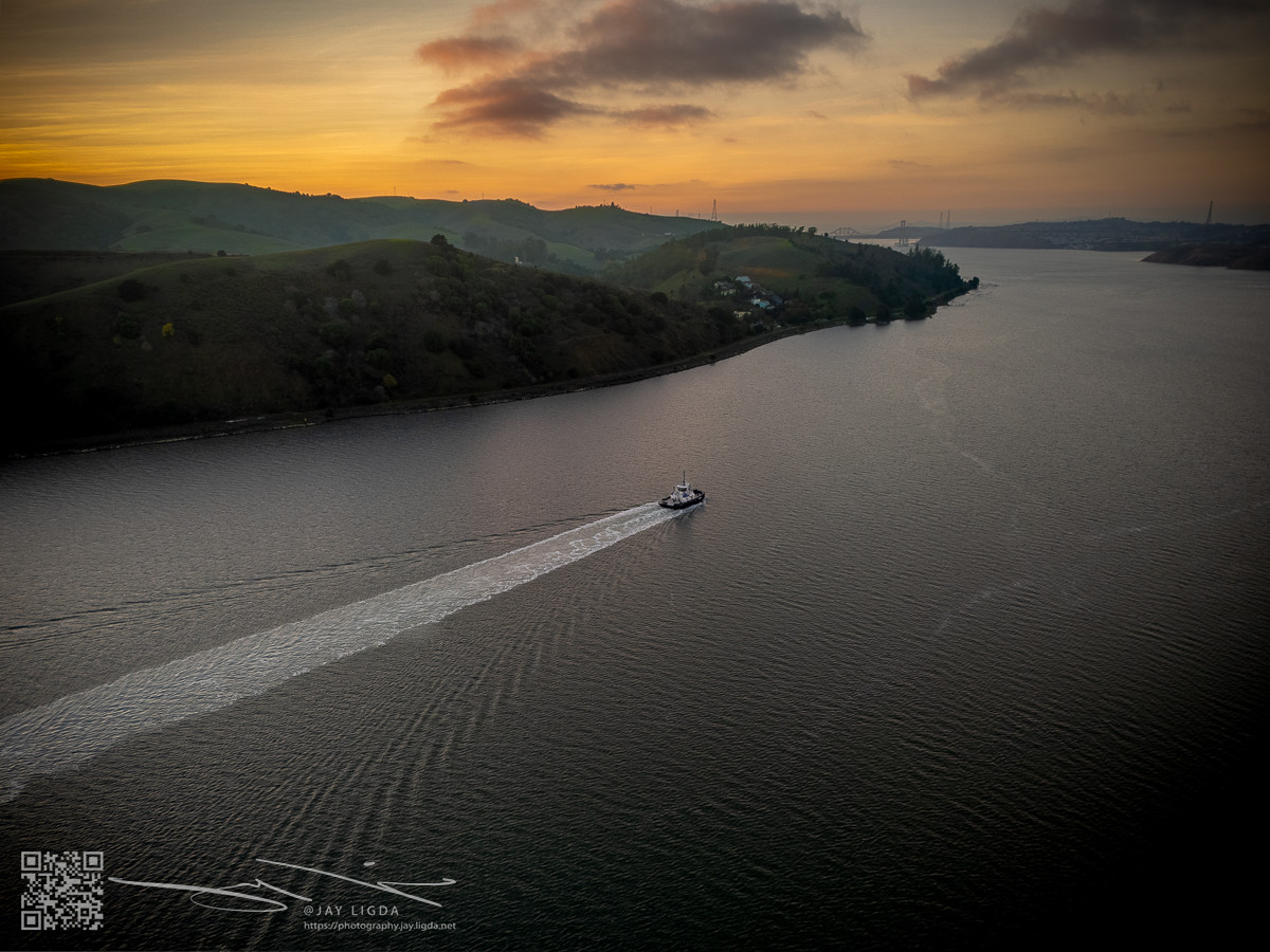 Lone Tug Motoring to Work Down the Carquinez Strait