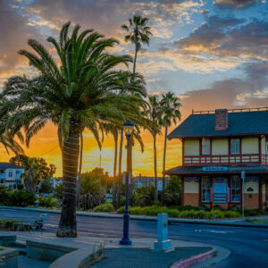 Sun Rises Behind the Depot Building