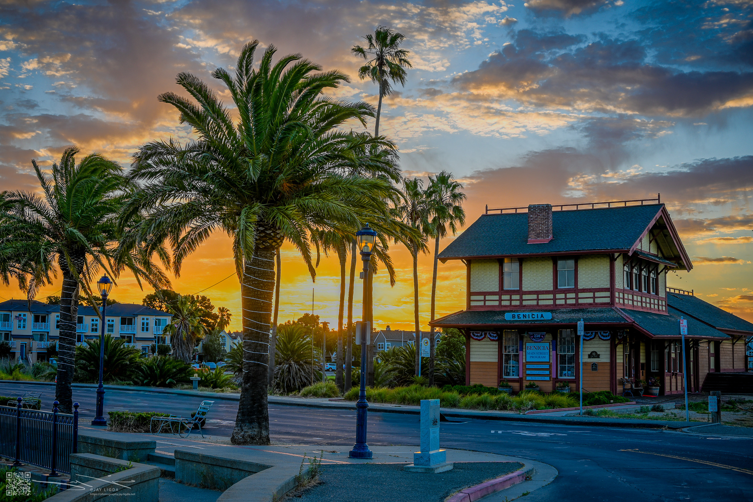 Sun Rises Behind the Depot Building